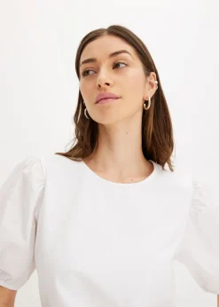 bonprix bonprix Camiseta con mangas abullonadas Blanco Sale