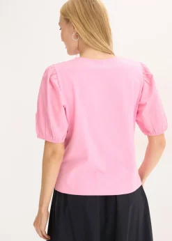 bonprix bonprix Camiseta con mangas abullonadas Rosa Sale