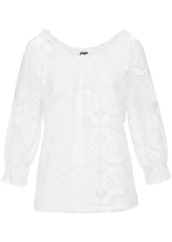 bonprix bonprix Camiseta con mangas abullonadas Blanco lana Best