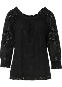 bonprix bonprix Camiseta con mangas abullonadas Negro Discount