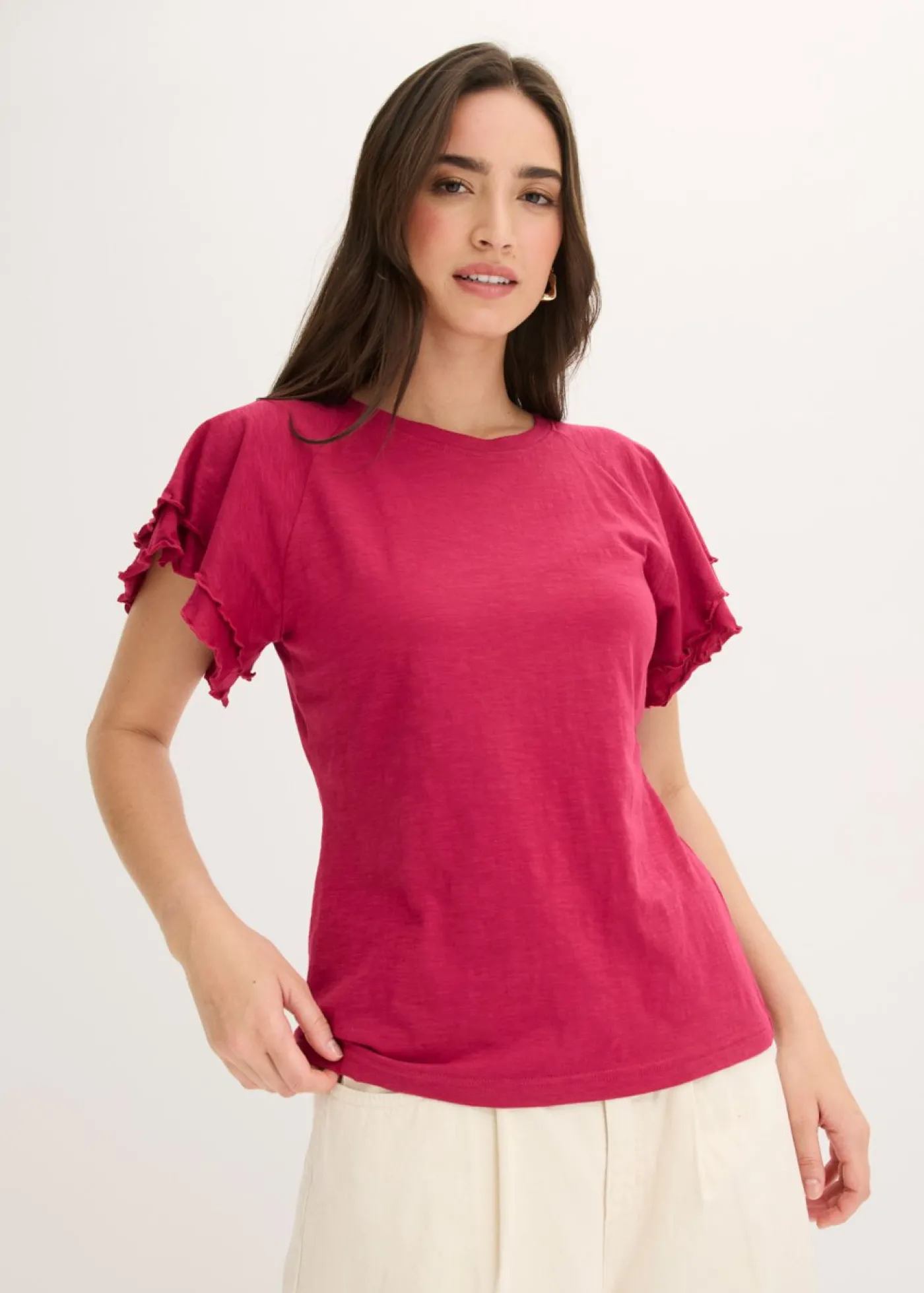 bonprix bonprix Camiseta con mangas llamativas Rojo sangría Sale