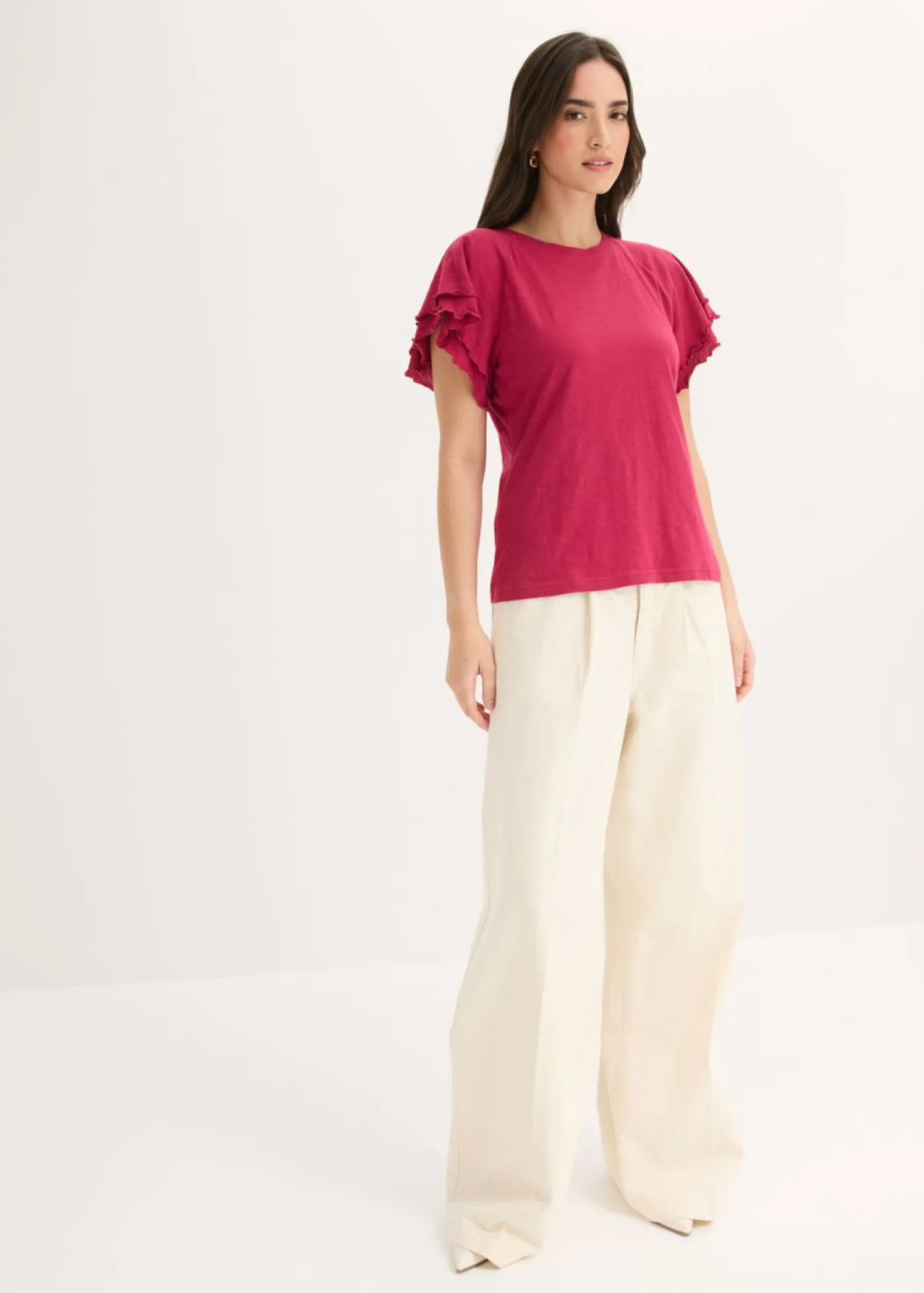 bonprix bonprix Camiseta con mangas llamativas Rojo sangría Sale