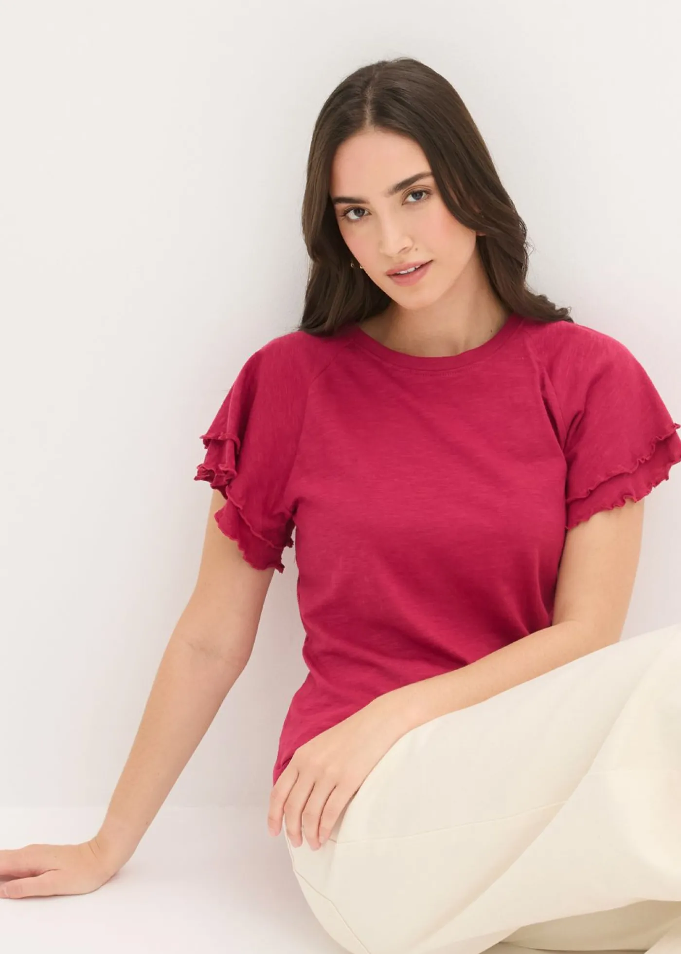 bonprix bonprix Camiseta con mangas llamativas Rojo sangría Sale