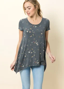bonprix bonprix Camiseta con mariposas Gris oscuro estampado Online