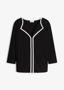bonprix bonprix Camiseta con panel en contraste Negro-blanco lana Discount