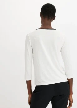 bonprix bonprix Camiseta con panel en contraste Negro-blanco lana Discount
