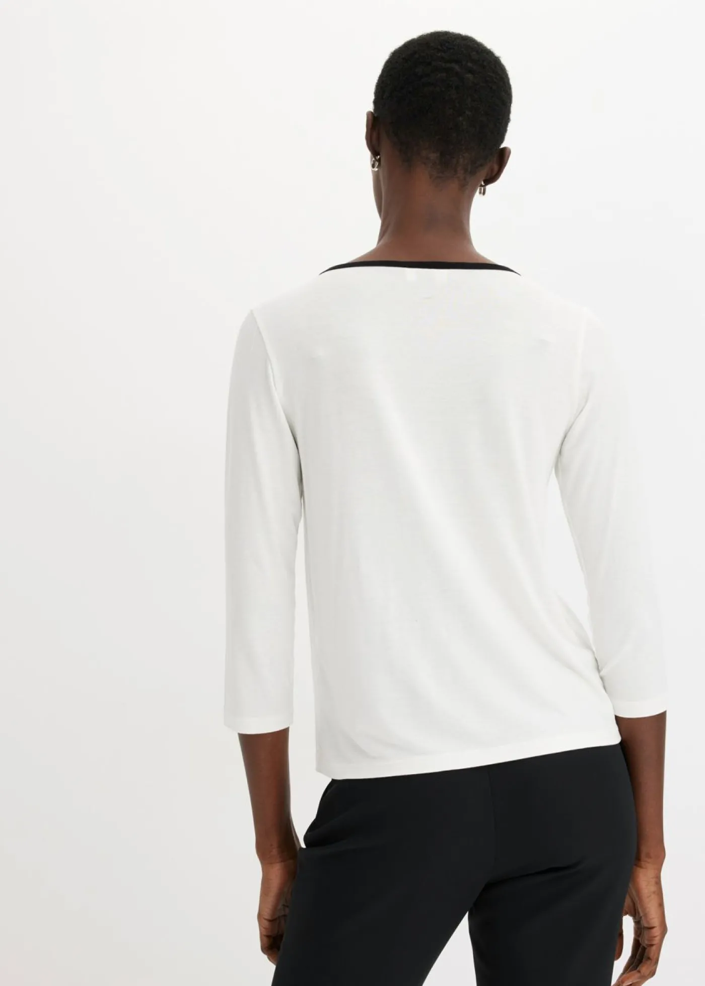 bonprix bonprix Camiseta con panel en contraste Negro-blanco lana Discount
