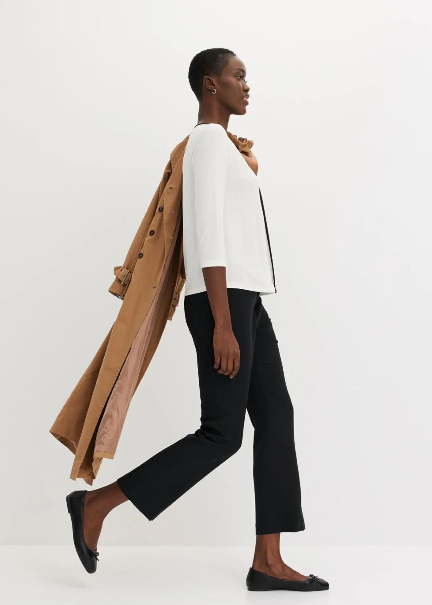 bonprix bonprix Camiseta con panel en contraste Negro-blanco lana Discount