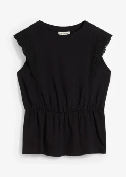 bonprix bonprix Camiseta con patrón calado Negro New