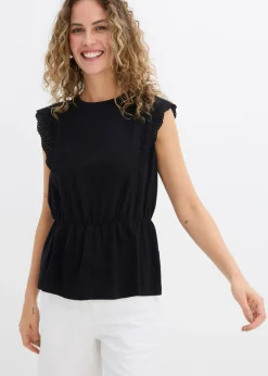 bonprix bonprix Camiseta con patrón calado Negro New
