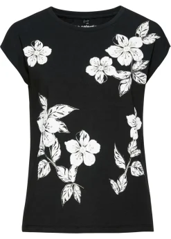bonprix bonprix Camiseta con patrón de flores Negro/blanco/plata de flores Best