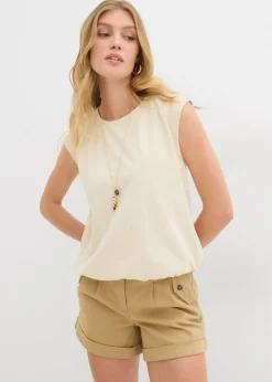 bonprix bonprix Camiseta con puños elásticos Crudo Online
