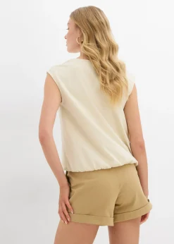 bonprix bonprix Camiseta con puños elásticos Crudo Online