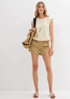 bonprix bonprix Camiseta con puños elásticos Crudo Online