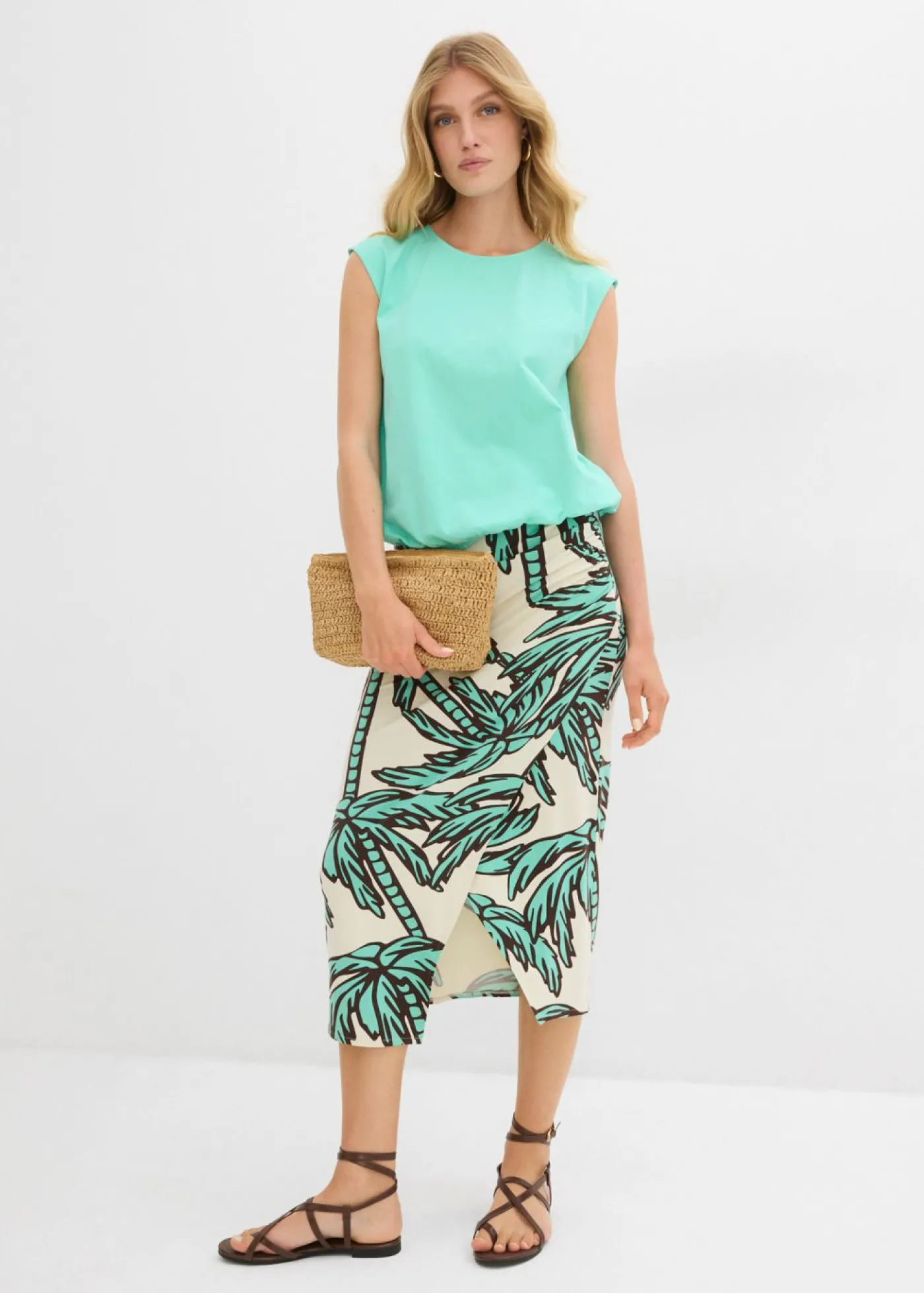 bonprix bonprix Camiseta con puños elásticos Azul mentol New