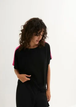 bonprix bonprix Camiseta con rayas de neón Negro Discount