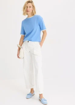 bonprix bonprix Camiseta con ribete de encaje azul provenzal-blanco lana Clearance