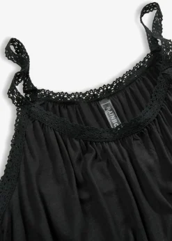 bonprix bonprix Camiseta con ribete de encaje Negro Discount