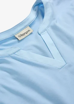 bonprix bonprix Camiseta con ribete de satén Azul claro New