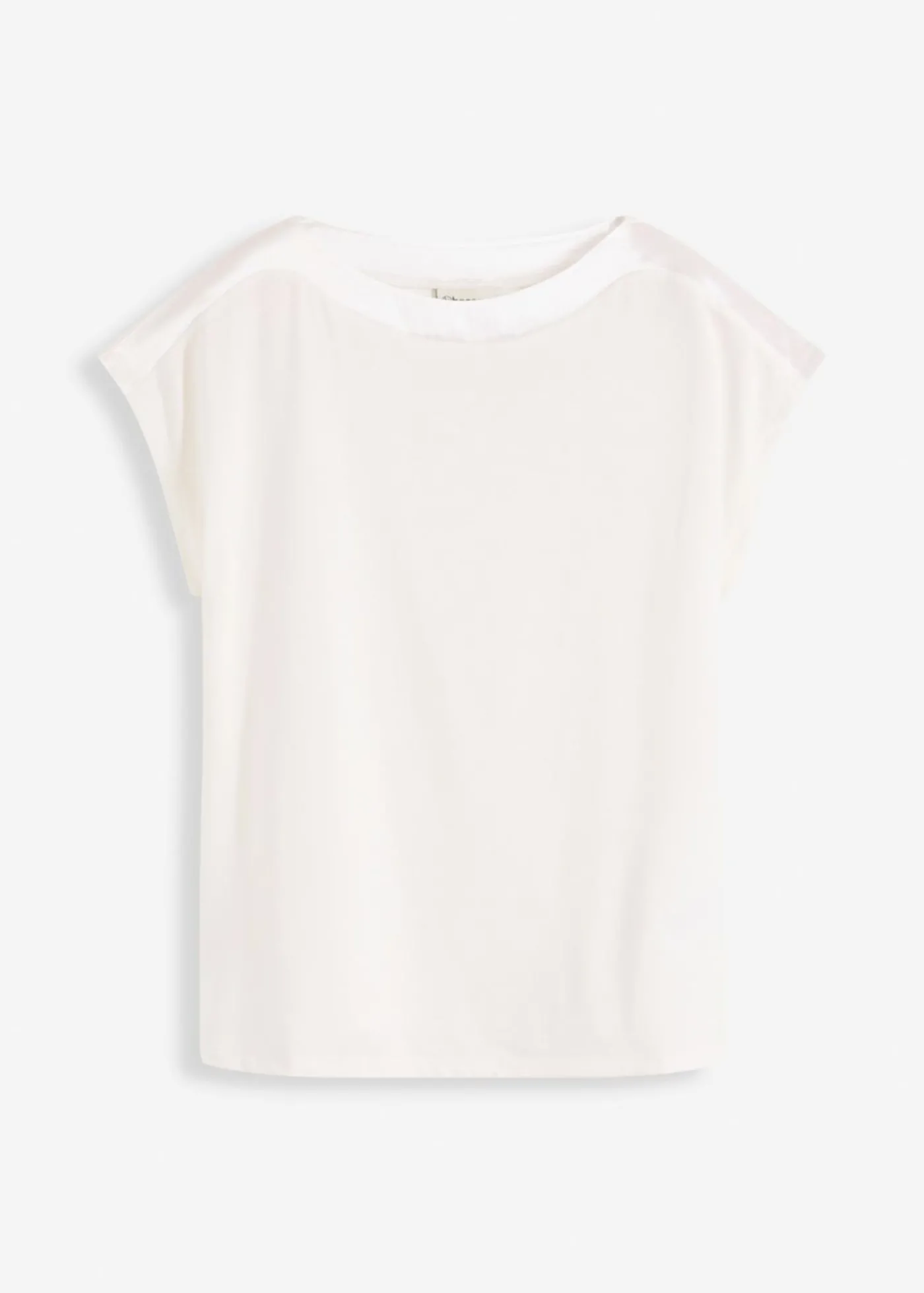 bonprix bonprix Camiseta con ribete de satén Blanco lana
