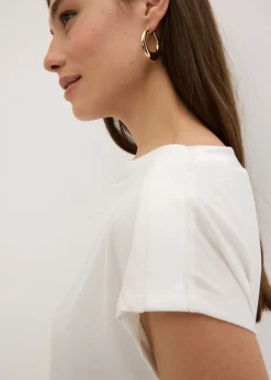bonprix bonprix Camiseta con ribete de satén Blanco lana