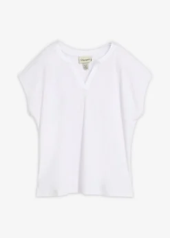 bonprix bonprix Camiseta con ribete de satén Blanco