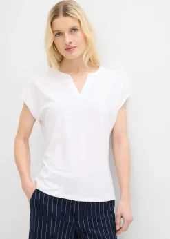 bonprix bonprix Camiseta con ribete de satén Blanco