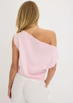 bonprix bonprix Camiseta con un hombro al descubierto rosa cristal Sale