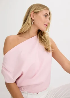 bonprix bonprix Camiseta con un hombro al descubierto rosa cristal Sale