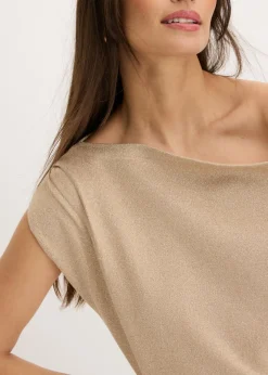 bonprix bonprix Camiseta con un hombro al descubierto Champán Outlet