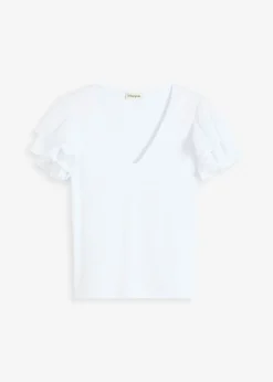 bonprix bonprix Camiseta con volantes Blanco Online