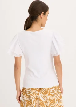 bonprix bonprix Camiseta con volantes Blanco Online
