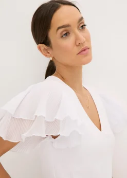 bonprix bonprix Camiseta con volantes Blanco Online