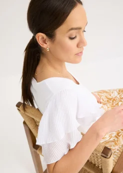 bonprix bonprix Camiseta con volantes Blanco Online