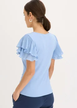 bonprix bonprix Camiseta con volantes azul pálido Sale