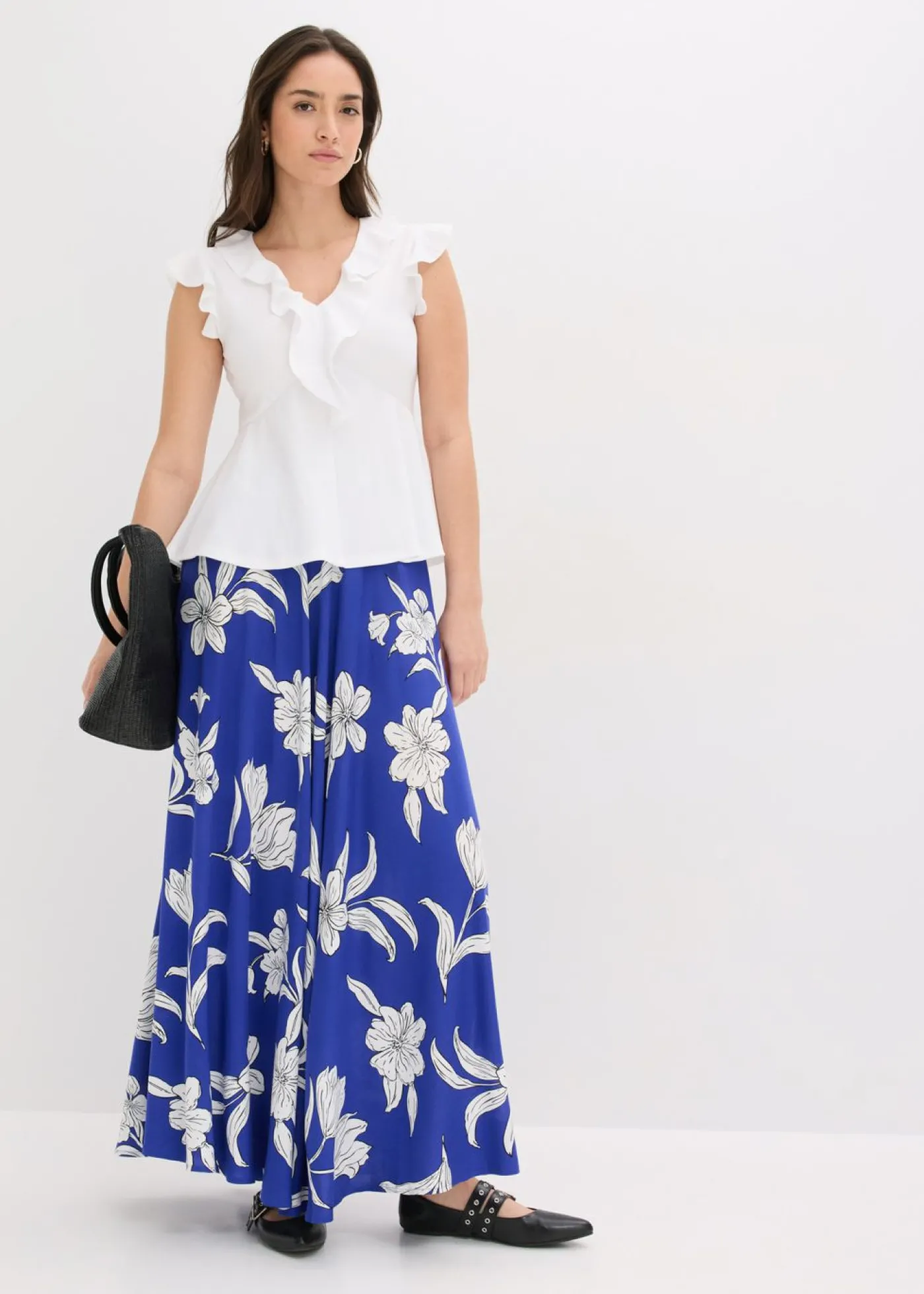 bonprix bonprix Camiseta con volantes Blanco Outlet