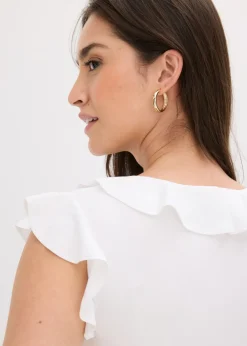 bonprix bonprix Camiseta con volantes Blanco Outlet