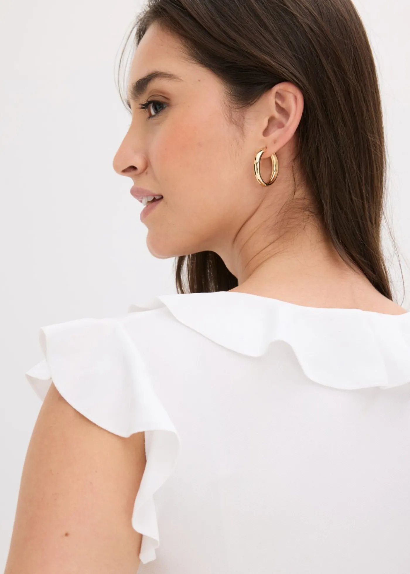 bonprix bonprix Camiseta con volantes Blanco Outlet