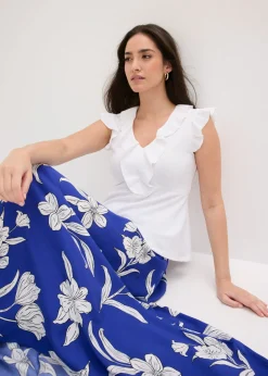 bonprix bonprix Camiseta con volantes Blanco Outlet