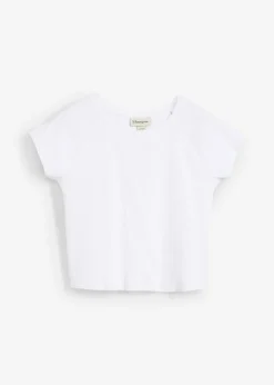 bonprix bonprix Camiseta corta de canalé Blanco Online