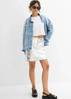 bonprix bonprix Camiseta corta de canalé Blanco Online