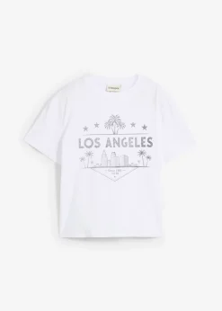bonprix bonprix Camiseta corta de punto Blanco-negro Hot