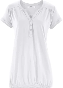 bonprix bonprix Camiseta de algodón con manga corta Blanco Outlet