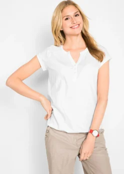 bonprix bonprix Camiseta de algodón con manga corta Blanco Outlet