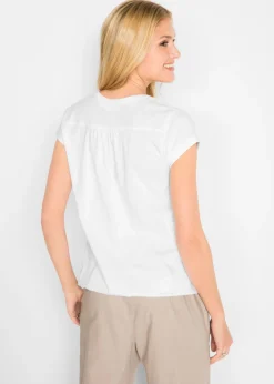 bonprix bonprix Camiseta de algodón con manga corta Blanco Outlet
