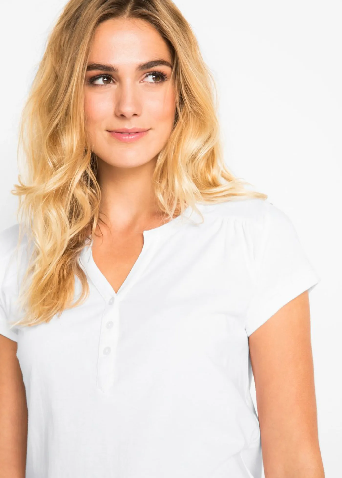 bonprix bonprix Camiseta de algodón con manga corta Blanco Outlet