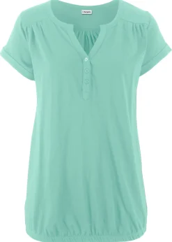 bonprix bonprix Camiseta de algodón con manga corta Menta claro