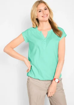 bonprix bonprix Camiseta de algodón con manga corta Menta claro