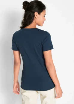 bonprix bonprix Camiseta de algodón, manga corta Azul marino Online