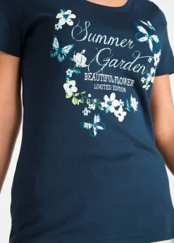 bonprix bonprix Camiseta de algodón, manga corta Azul marino Online